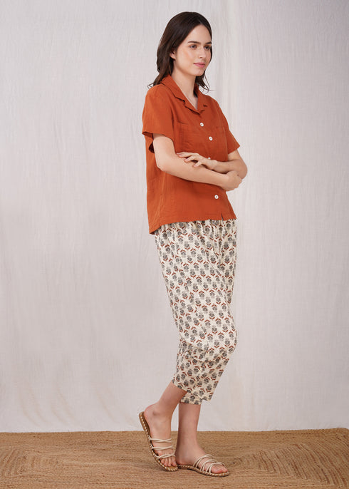 Women's Relaxed Gauze Shirt Rust